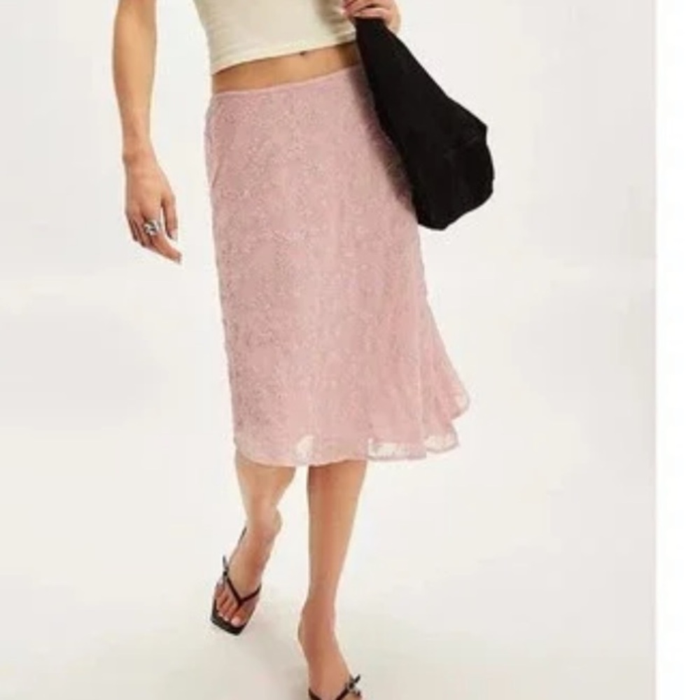 Free People Valentina Pink Embroidered Convertible Top Skirt, Size M, NWT